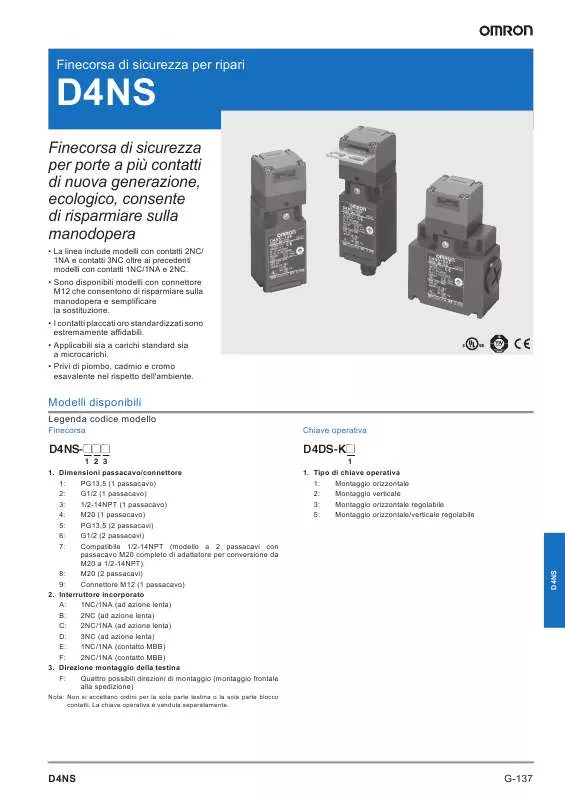 Mode d'emploi OMRON D4NS