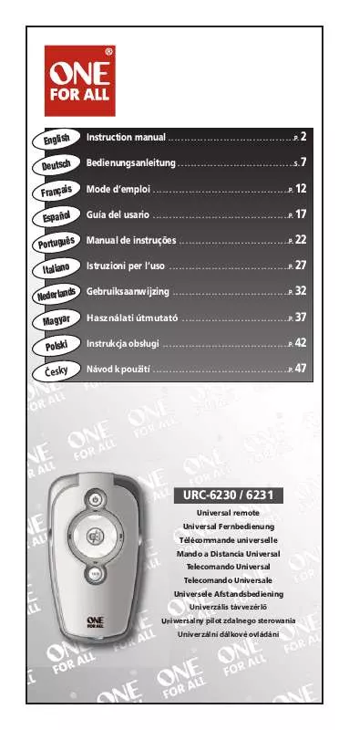 Mode d'emploi ONEFORALL URC 6230