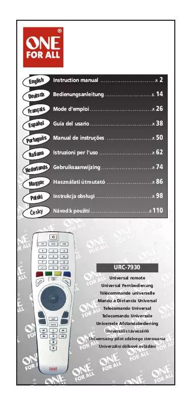 Mode d'emploi ONEFORALL URC 7930