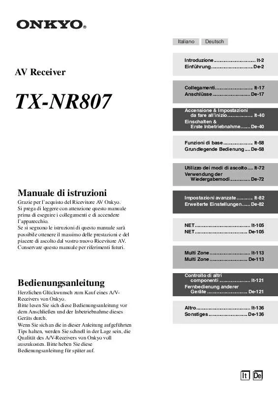 Mode d'emploi ONKYO TX-NR807