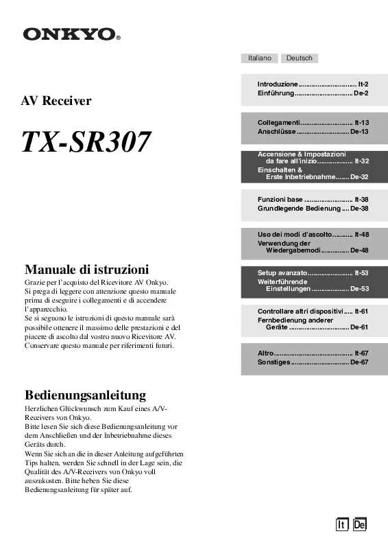 Mode d'emploi ONKYO TX-SR307