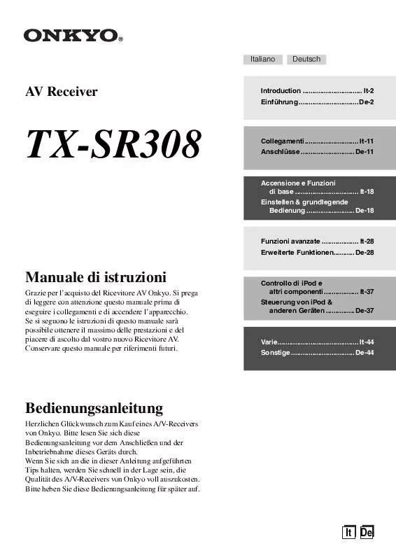 Mode d'emploi ONKYO TX-SR308