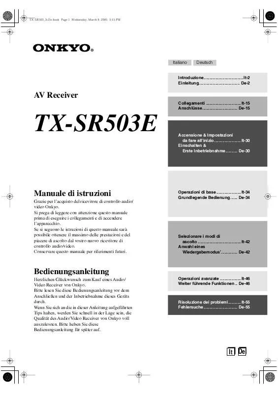 Mode d'emploi ONKYO TX-SR503E