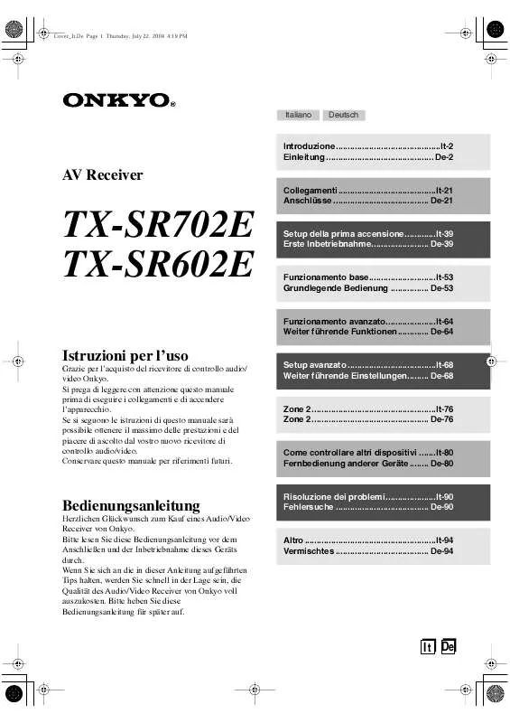 Mode d'emploi ONKYO TX-SR602E