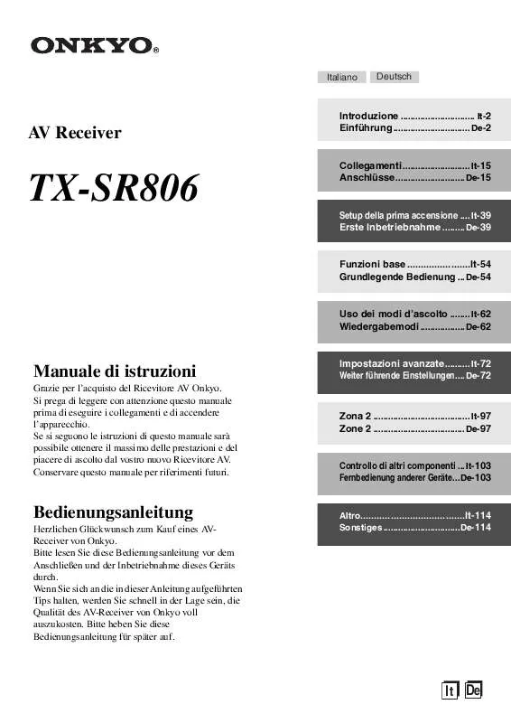 Mode d'emploi ONKYO TX-SR806