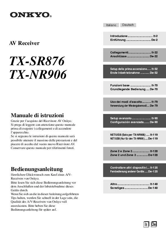 Mode d'emploi ONKYO TX-SR876