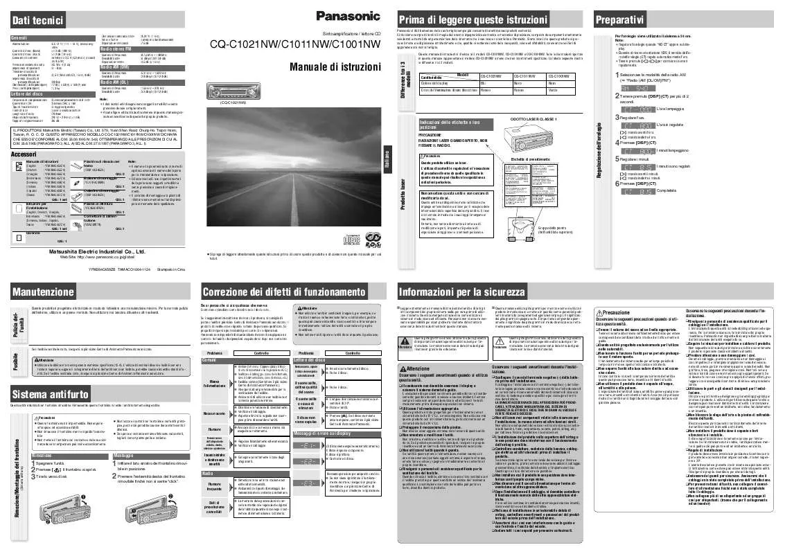 Mode d'emploi PANASONIC CQ-C1001NW