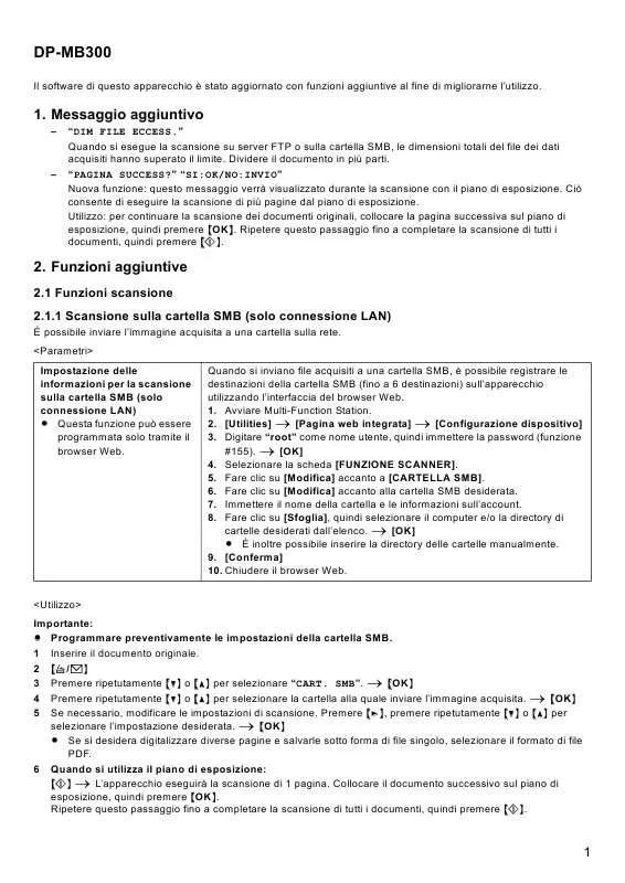 Mode d'emploi PANASONIC DP-MB300