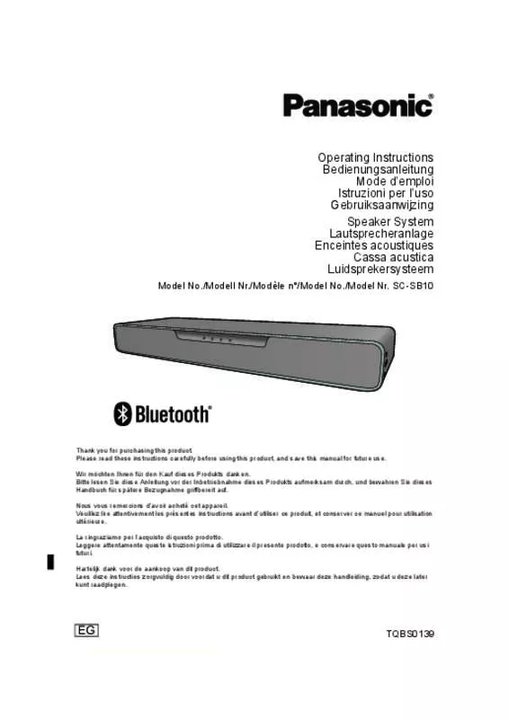 Mode d'emploi PANASONIC SC-SB10EG