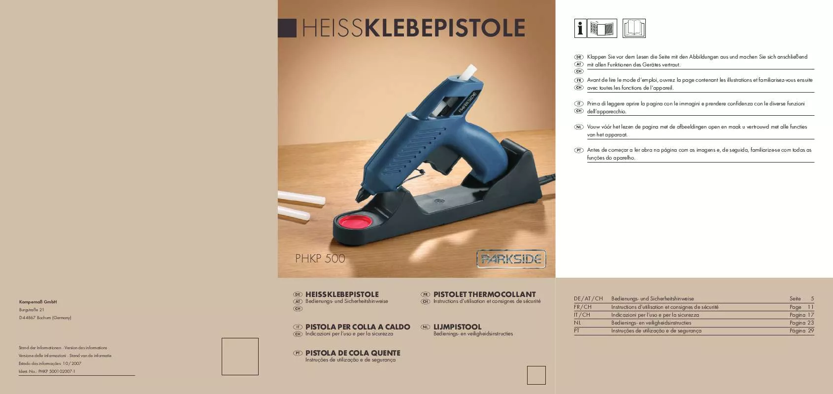 Mode d'emploi PARKSIDE KH 3119 HOLT MELT GLUE GUN