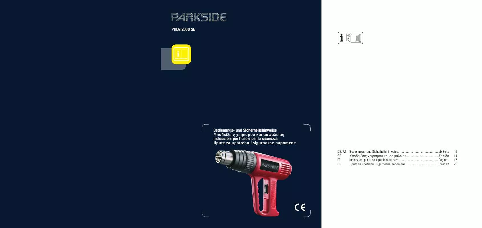 Mode d'emploi PARKSIDE PHLG 2000 SE HOT AIR GUN