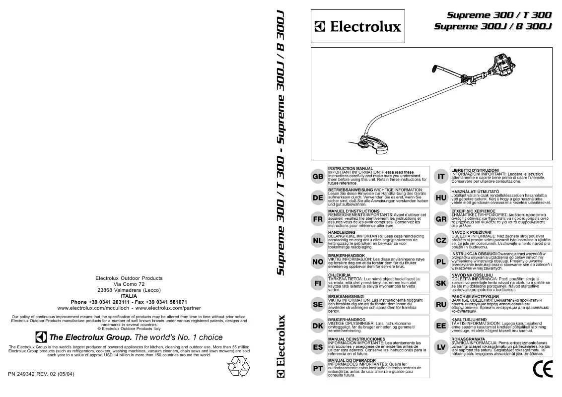 Mode d'emploi PARTNER B 300J, 30CC, BENT SHAFT, BLADE CAPABLE (INCLUDED)