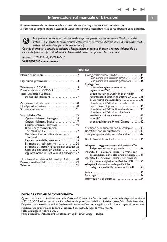 Mode d'emploi PHILIPS 26PF9531