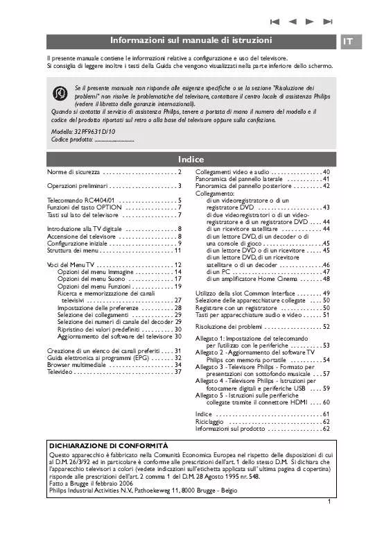 Mode d'emploi PHILIPS 32PF9631D