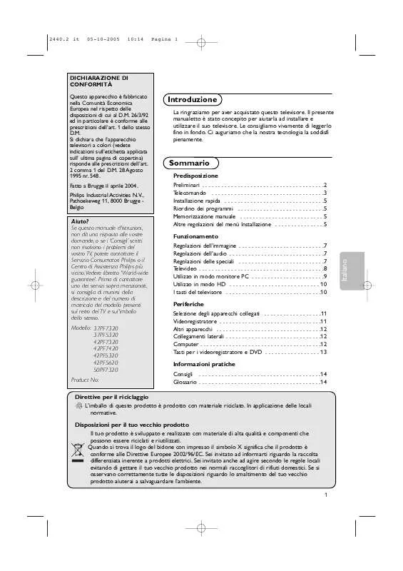 Mode d'emploi PHILIPS 42PF5620