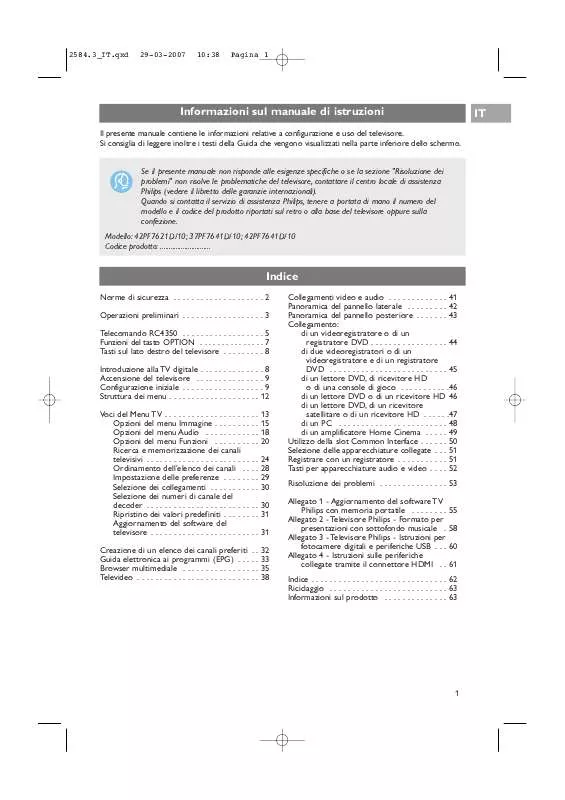 Mode d'emploi PHILIPS 42PF7621D