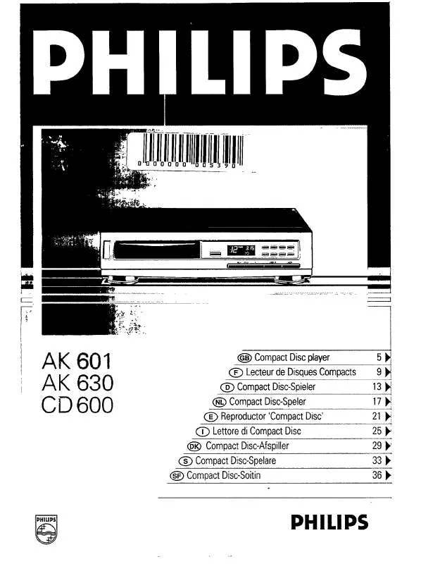 Mode d'emploi PHILIPS AK601