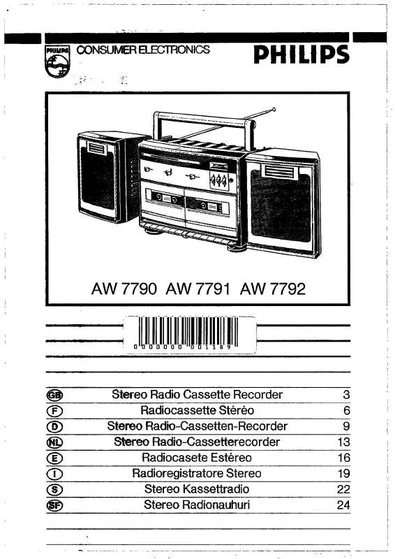 Mode d'emploi PHILIPS AW7790