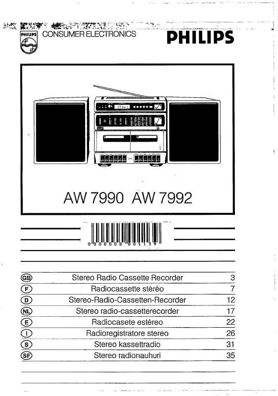 Mode d'emploi PHILIPS AW7992