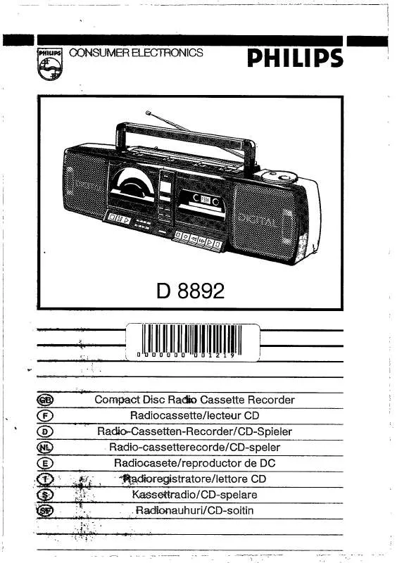 Mode d'emploi PHILIPS D8892