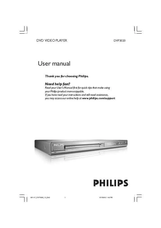 Mode d'emploi PHILIPS DVP3020