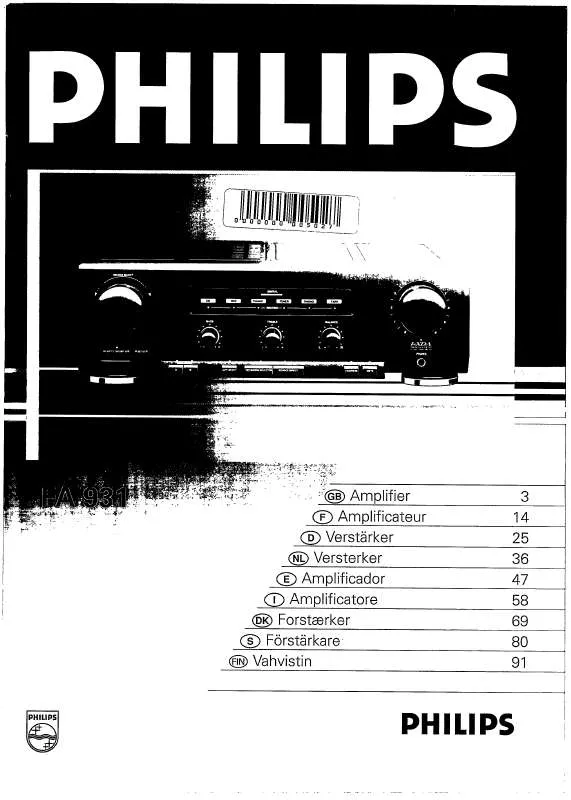 Mode d'emploi PHILIPS FA931-00S