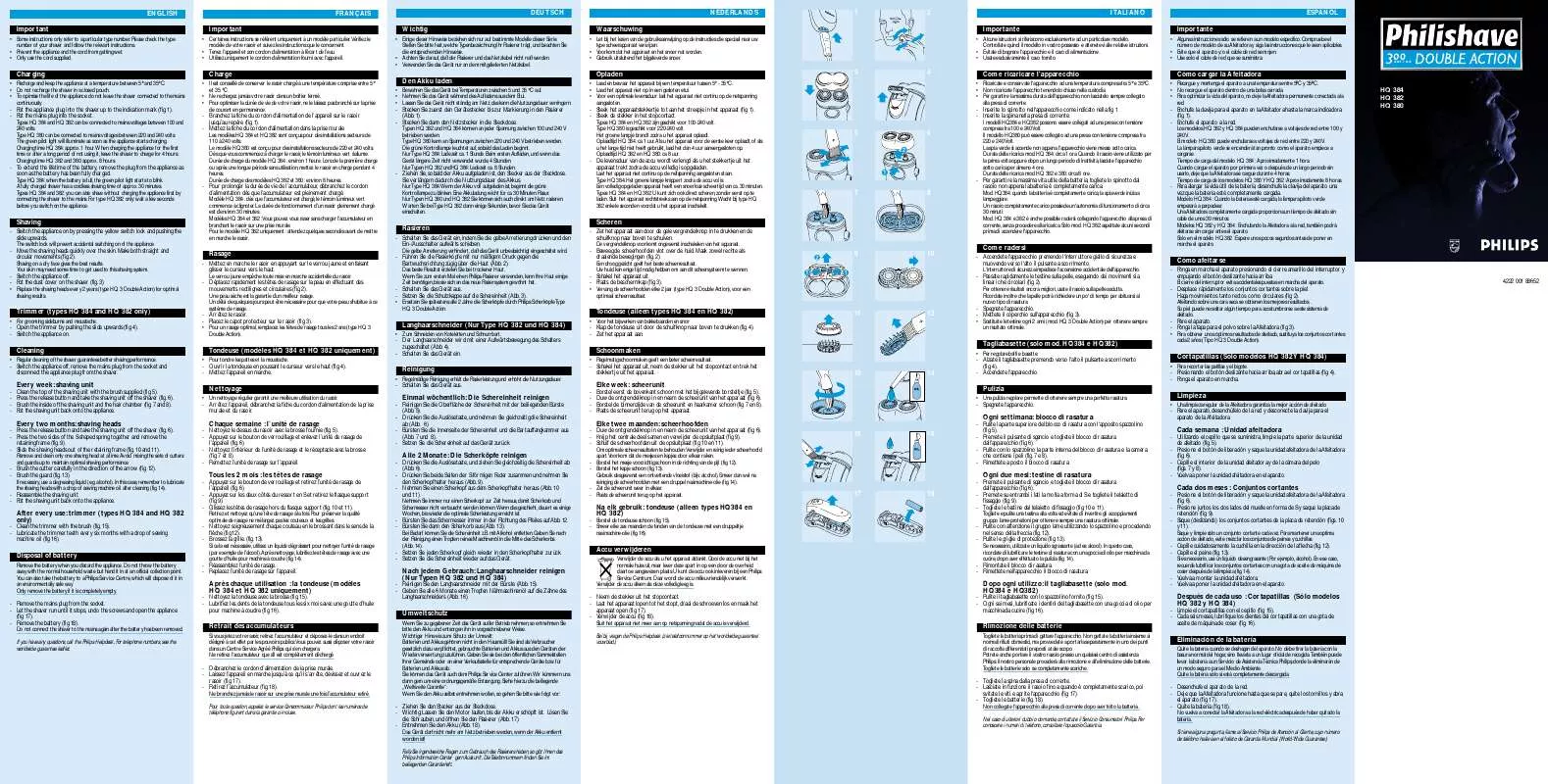 Mode d'emploi PHILIPS HQ382