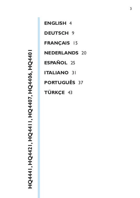 Mode d'emploi PHILIPS HQ4441