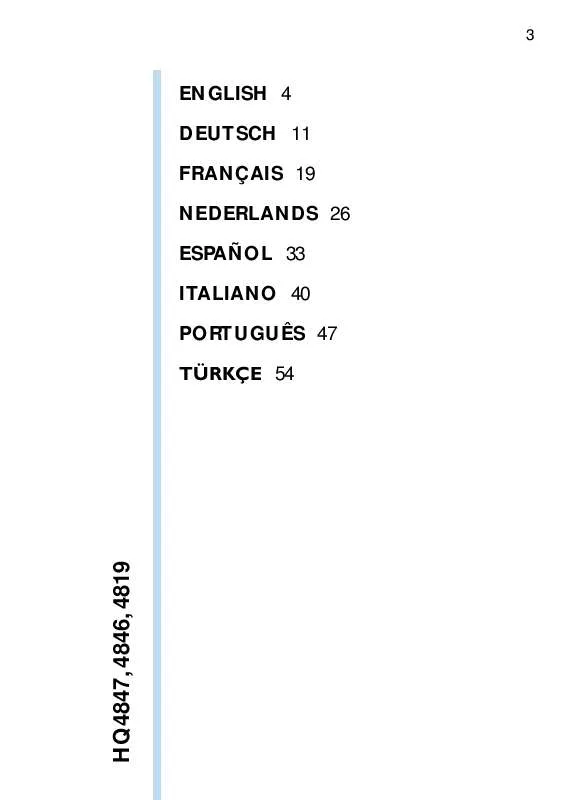 Mode d'emploi PHILIPS HQ4819