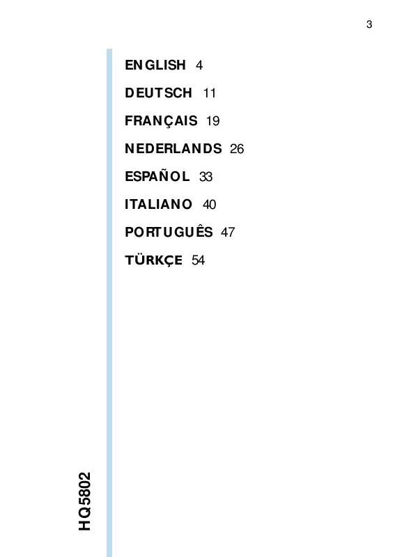 Mode d'emploi PHILIPS HQ5802