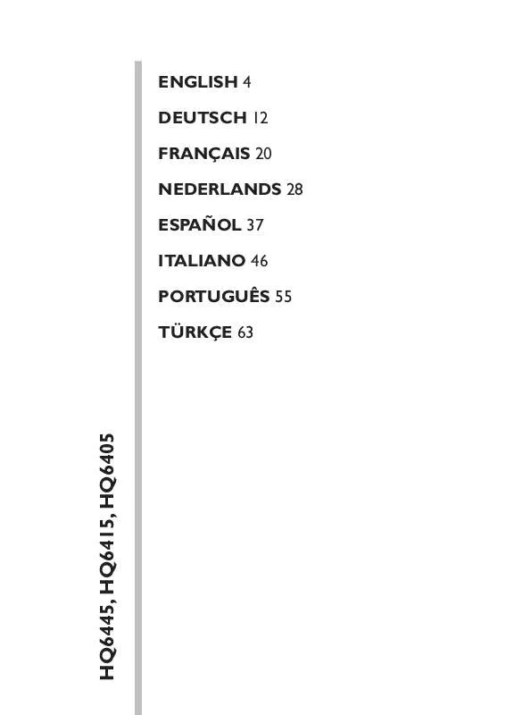 Mode d'emploi PHILIPS HQ6445