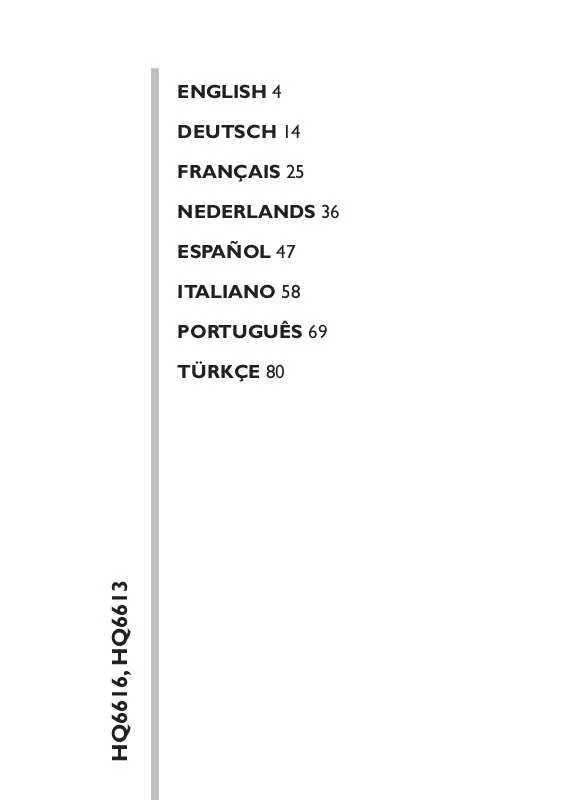 Mode d'emploi PHILIPS HQ6613