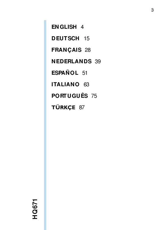 Mode d'emploi PHILIPS HQ671