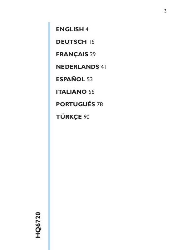Mode d'emploi PHILIPS HQ6720