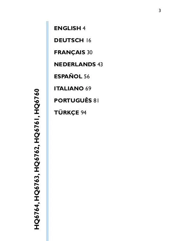 Mode d'emploi PHILIPS HQ6764