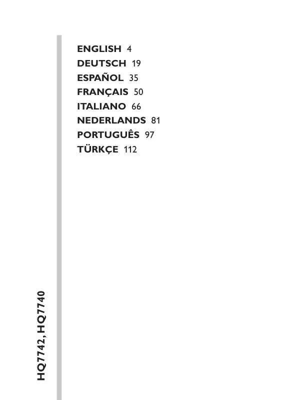 Mode d'emploi PHILIPS HQ7740