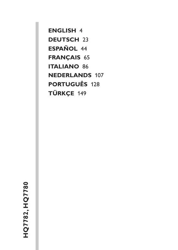 Mode d'emploi PHILIPS HQ7782
