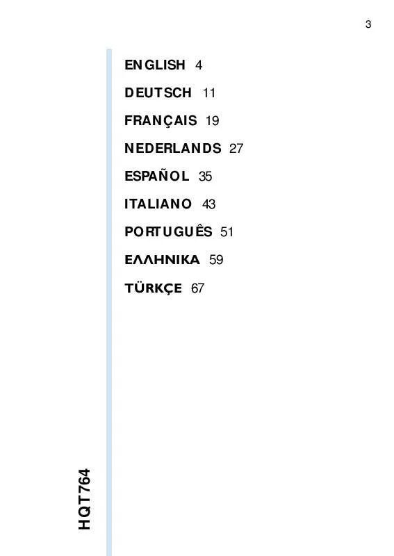 Mode d'emploi PHILIPS HQT764