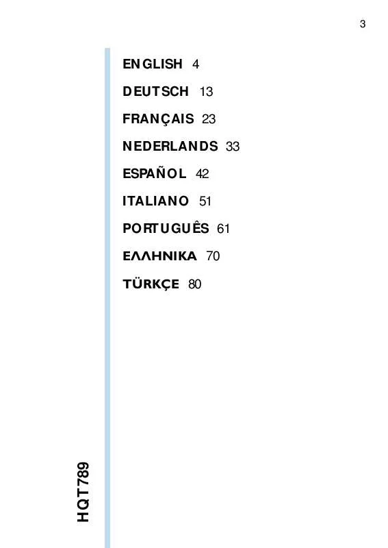 Mode d'emploi PHILIPS HQT789