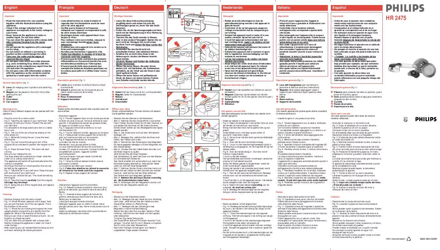 Mode d'emploi PHILIPS HR2475