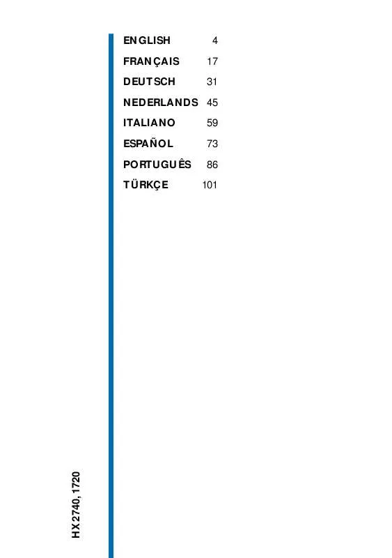 Mode d'emploi PHILIPS HX2740