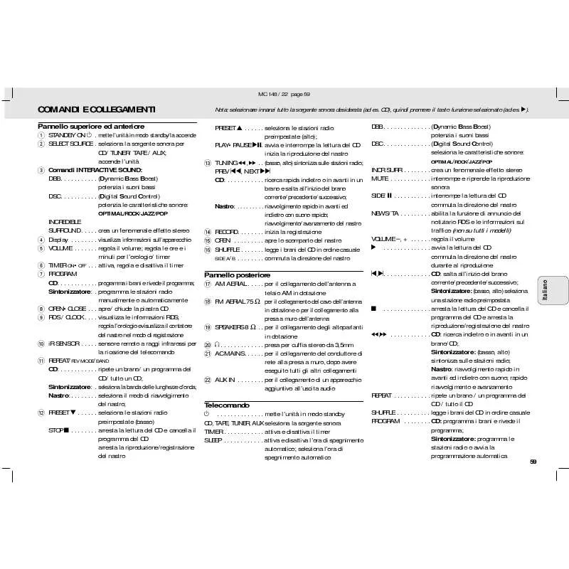 Mode d'emploi PHILIPS MC148