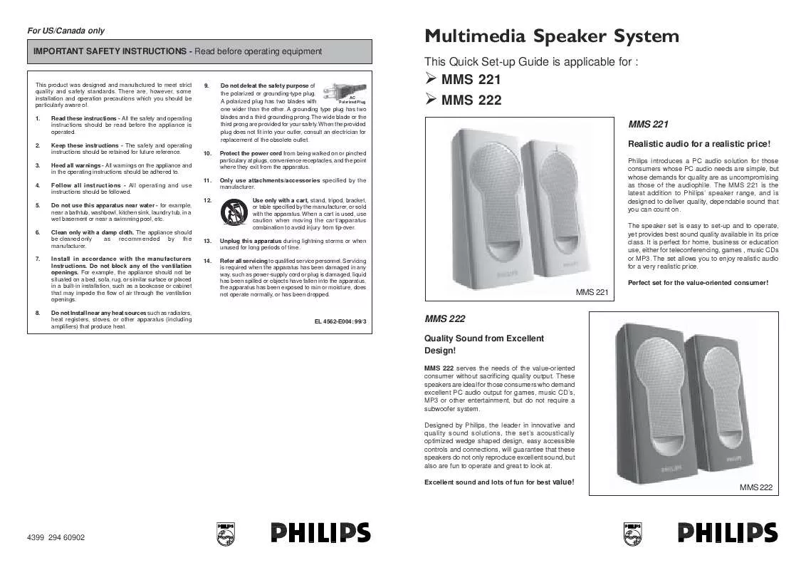 Mode d'emploi PHILIPS MMS222