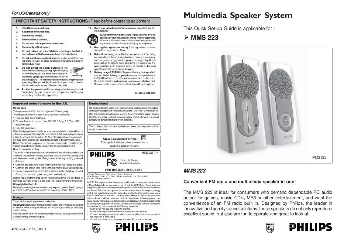 Mode d'emploi PHILIPS MMS223-00S