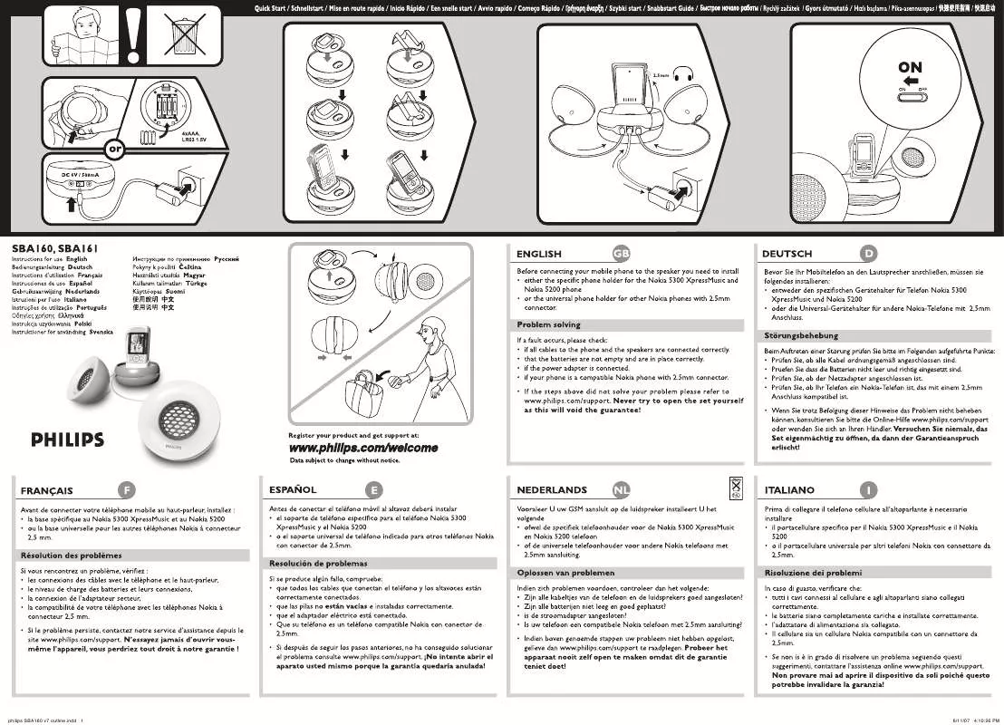 Mode d'emploi PHILIPS SBA161