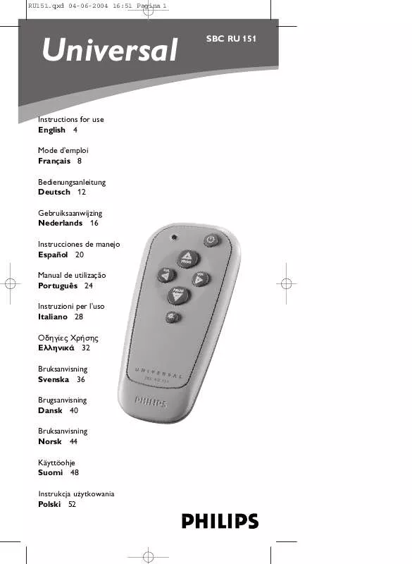 Mode d'emploi PHILIPS SBCRU151-00H