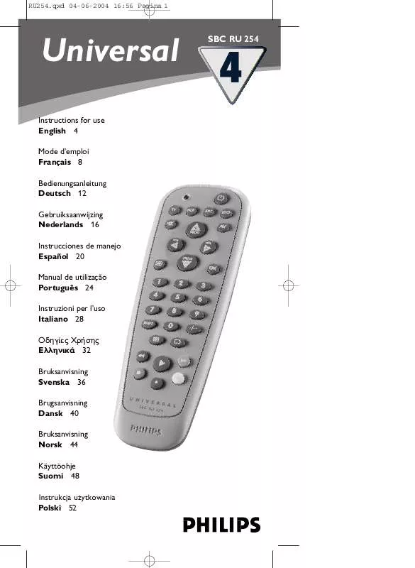 Mode d'emploi PHILIPS SBCRU254-00H