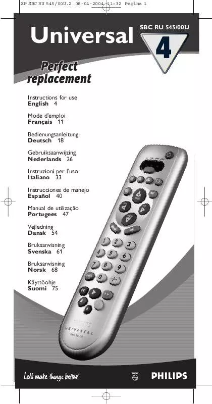 Mode d'emploi PHILIPS SBCRU545-08B