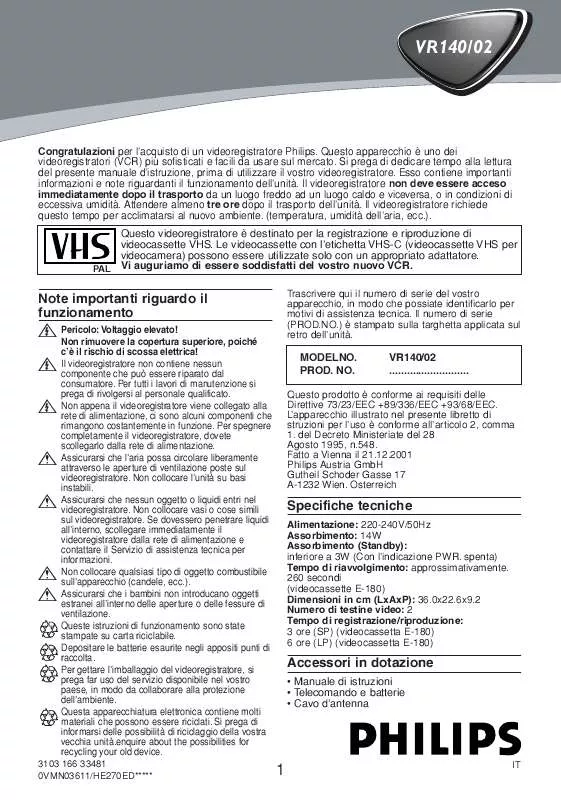 Mode d'emploi PHILIPS VR140