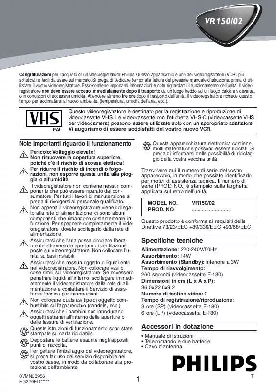 Mode d'emploi PHILIPS VR150